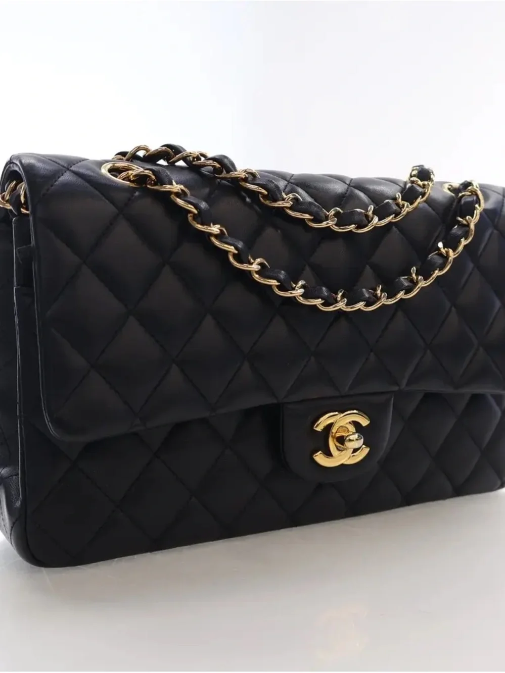 Chanel Quilted Shoulder Bag - Black with Gold Hardware